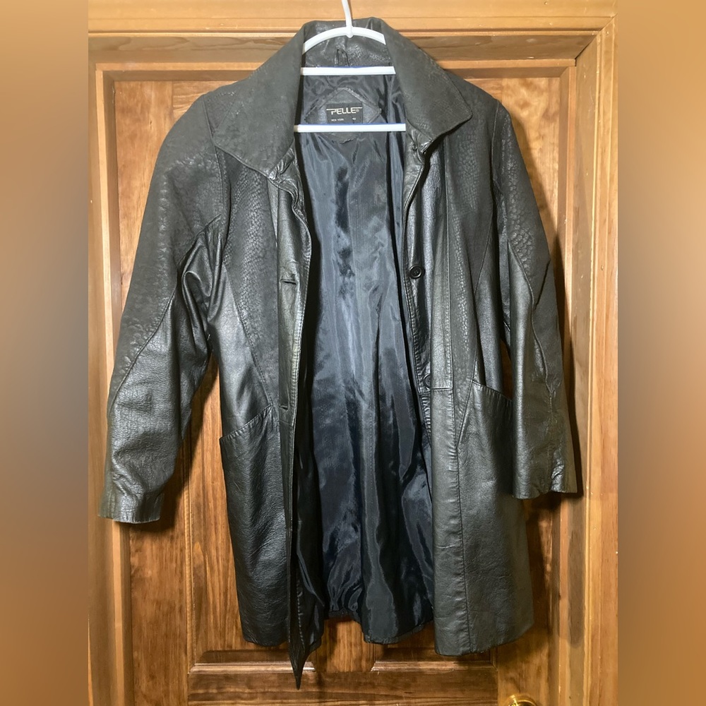 PELLE PELLE Black Open Button-Up Leather Jacket Men’s M